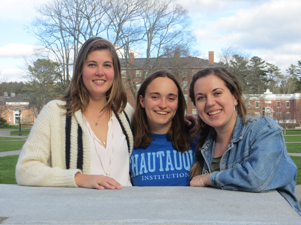 Museum of Art student interns Eliza Nitzan ’18; Eliza Goodpasture ’18; and Julianna Burke ’18 (left to right)