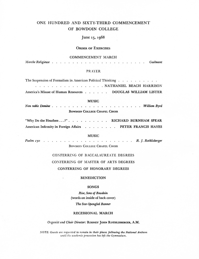 1968 commencement program