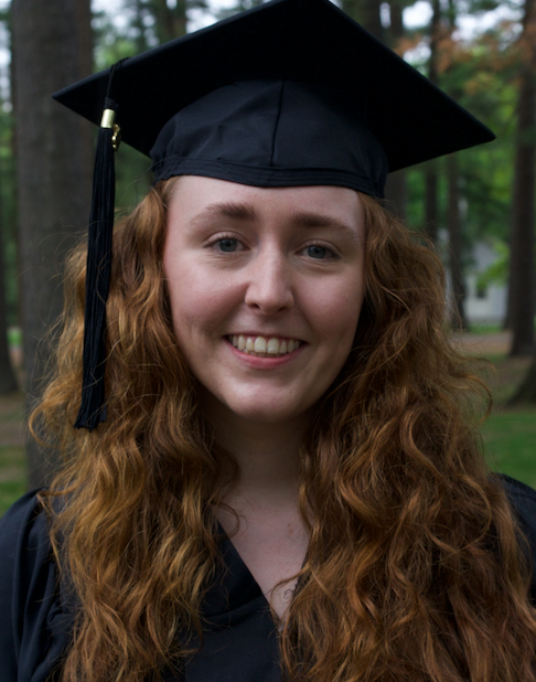 Student Helen Ross in cap and gown