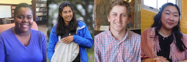 Left to right: Seniors LaShanda Harbin, Zoe Wood, Eric Giesler, and June Lei