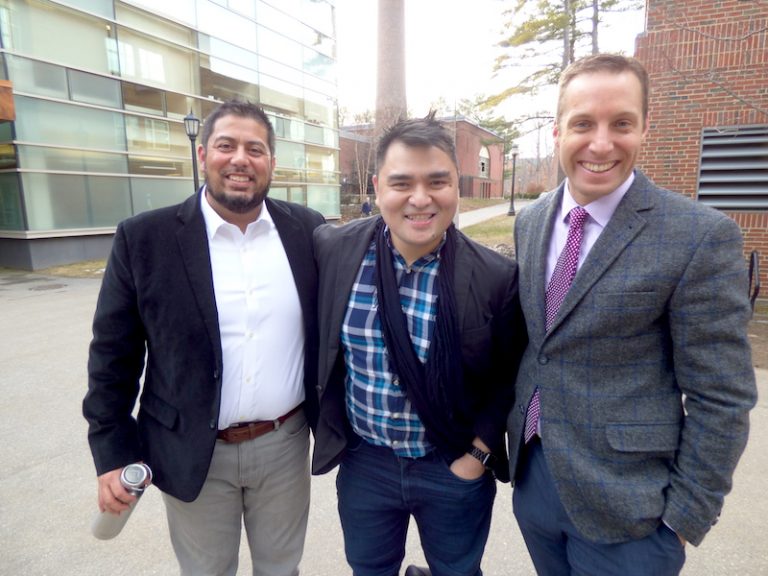 Sociology professor Marcos Lopez, Jose Antonio Vargas, and Student Activities director Nate Hintze. 