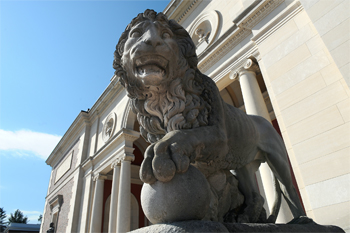 Lion on the steps of the Museum of Art