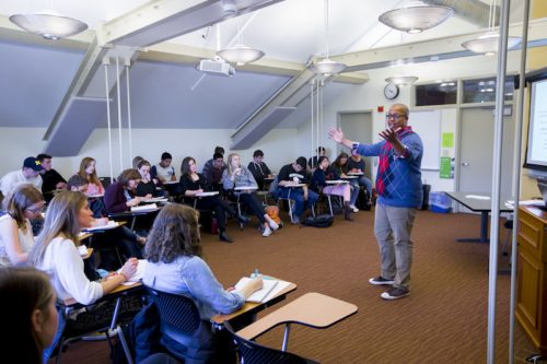 Theo Greene teaching his class, Sociology of Sexuality