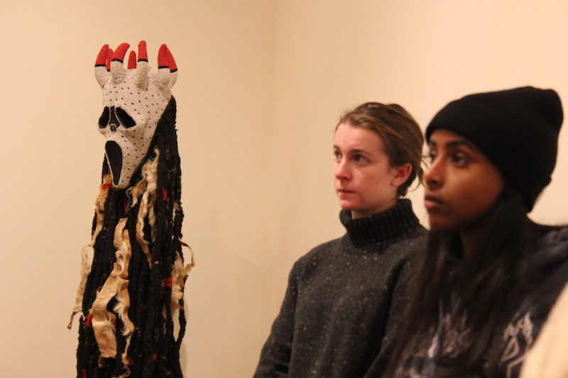 Students visit Hervé Youmbi's Two-Faced Mask/Double Visage