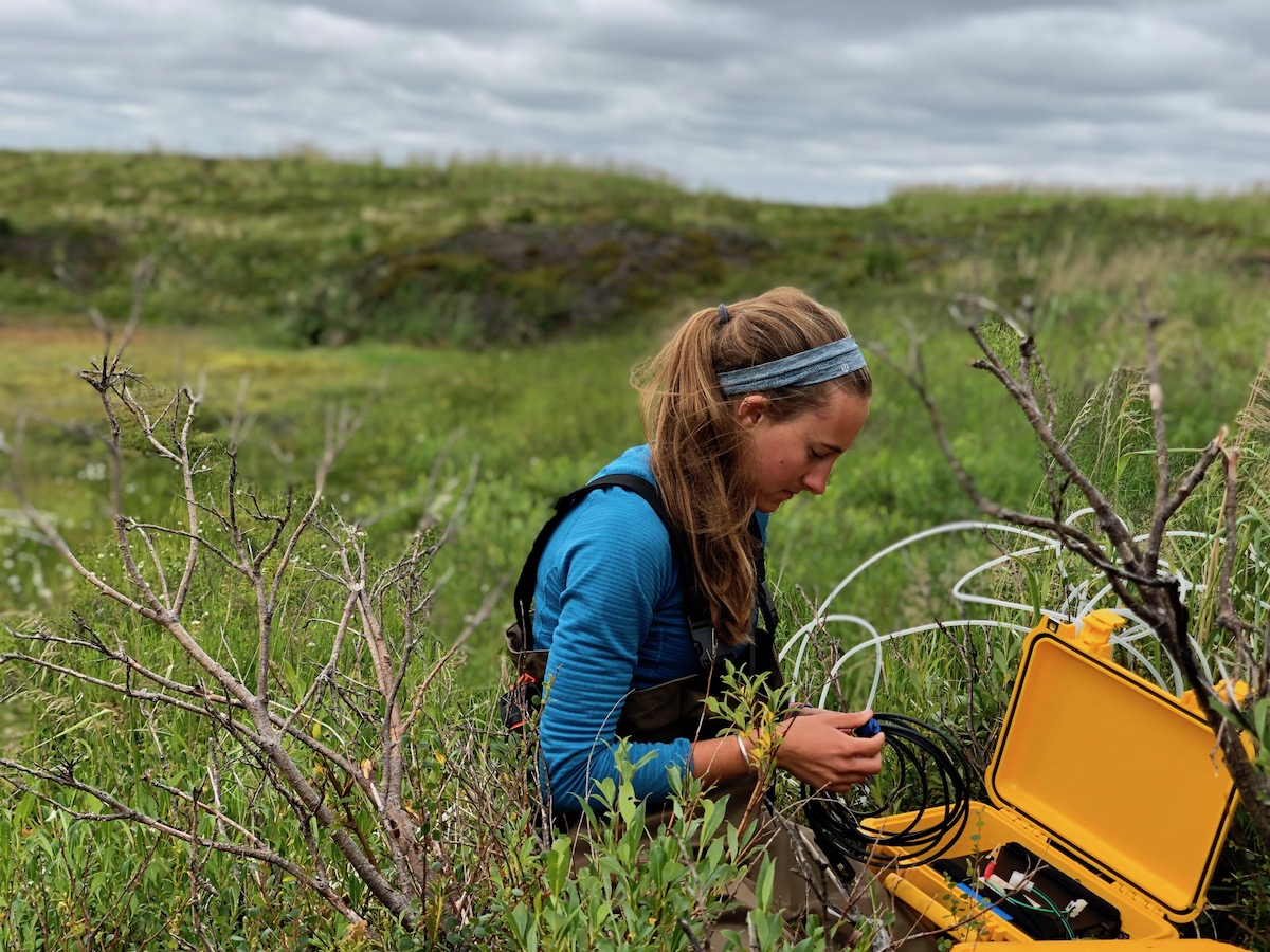 Anneka Williams doing research in the Arctic tundra