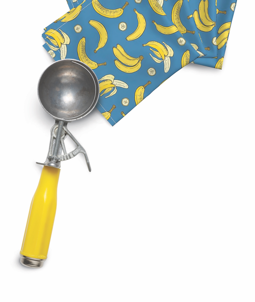 ice cream scoop and banana napkins