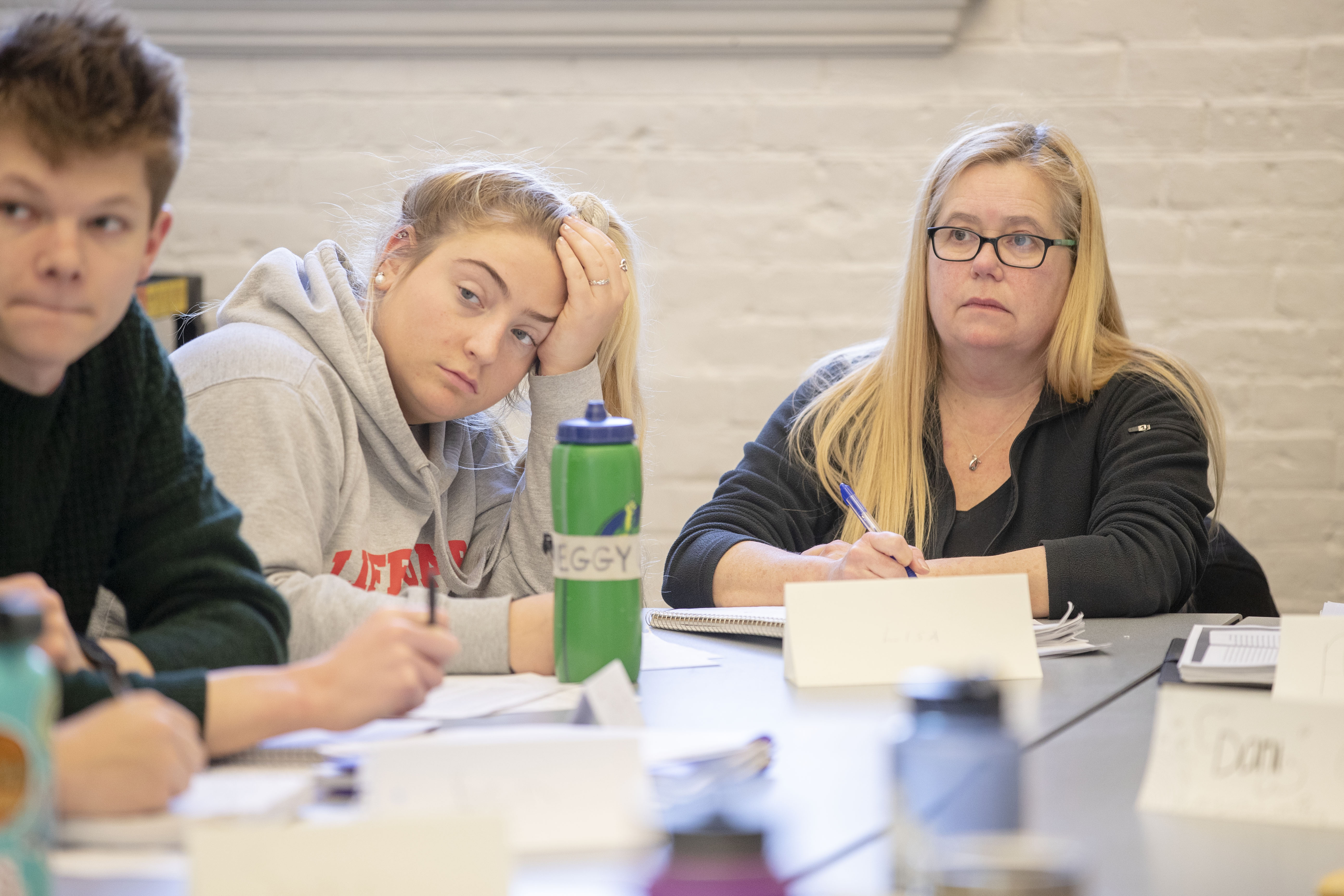 Lisa Bouffard listening in class