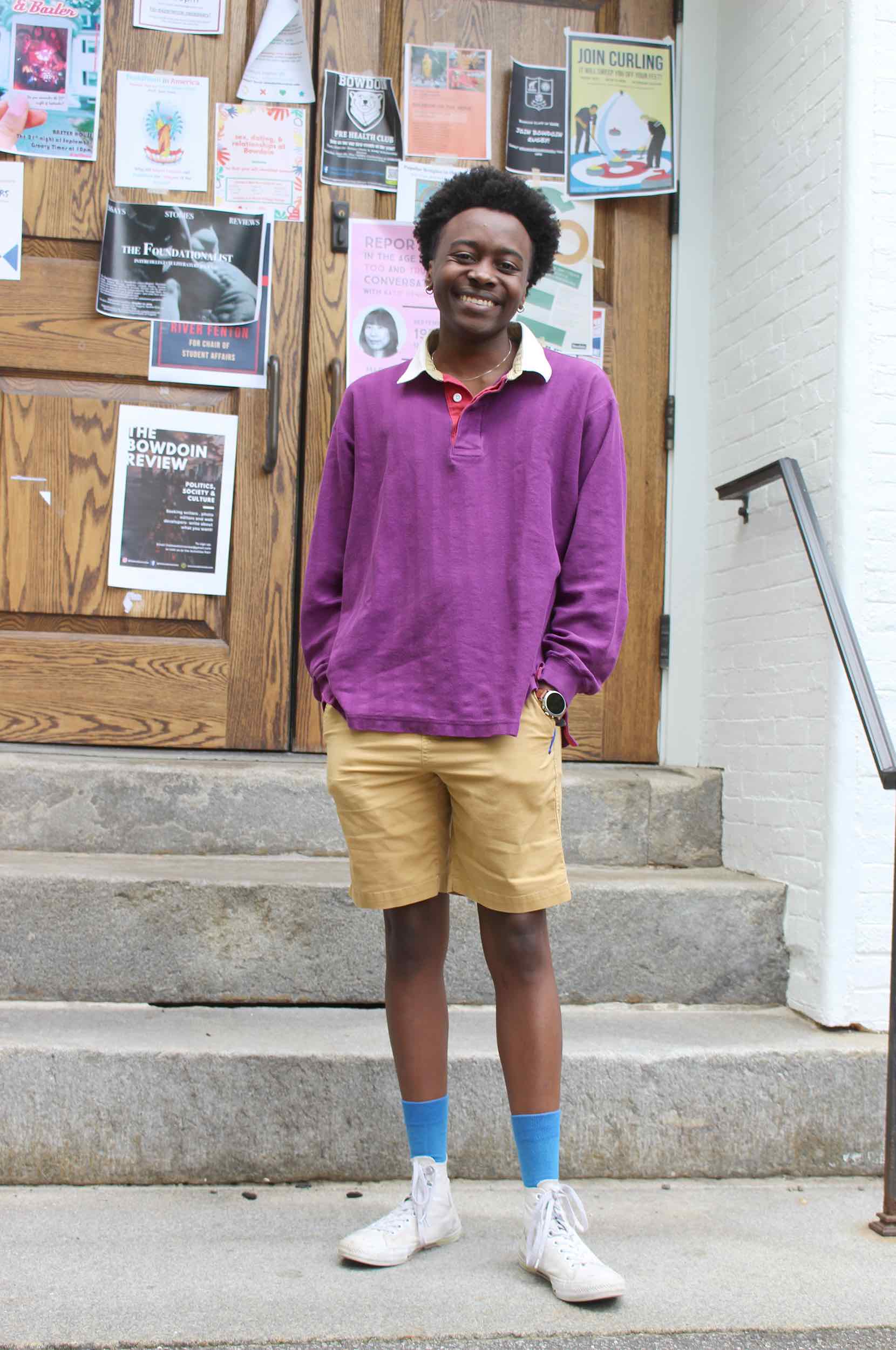 Dani Hove standing on the steps of Maine Hall