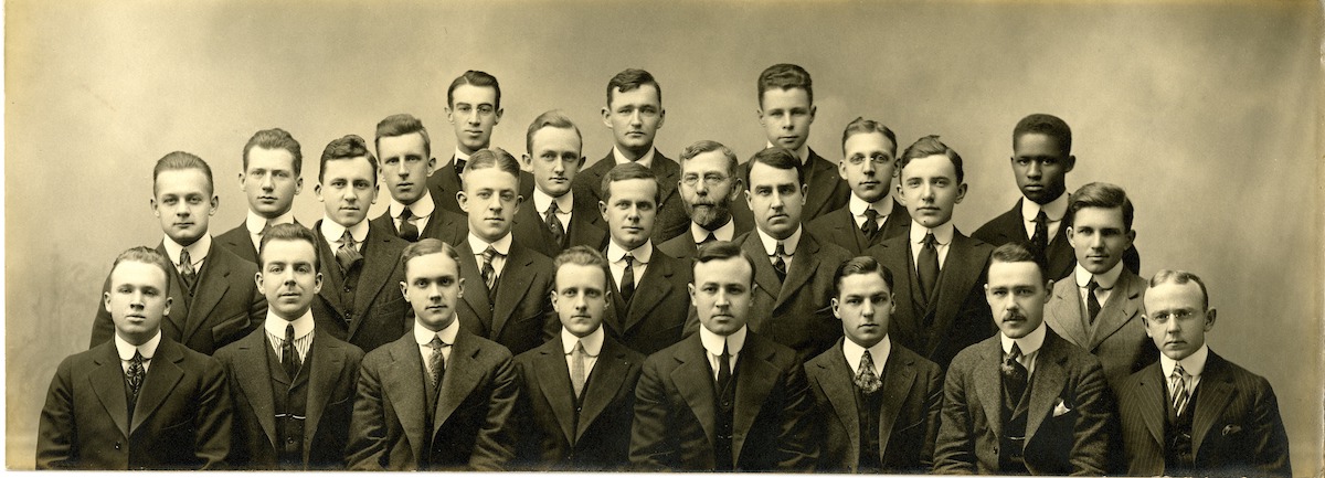 David Alphonso Lane, with other Bowdoin students, in 1917