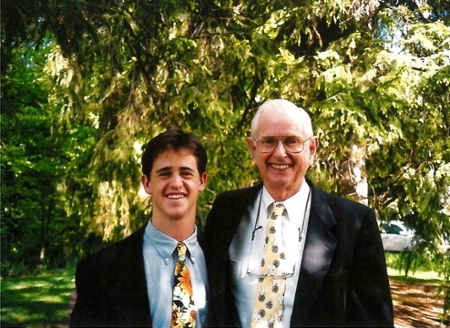 David Griffith, at his 2000 graduation, with his advisor, the Charles Weston Pickard Professor of Chemistry Emeritus Dana Mayo