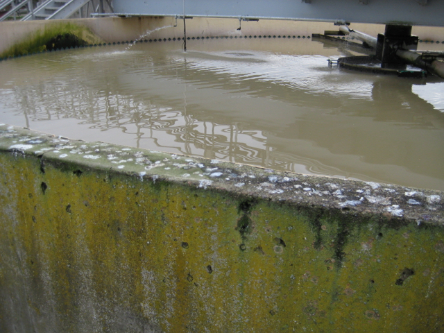 A wastewater treatment tank