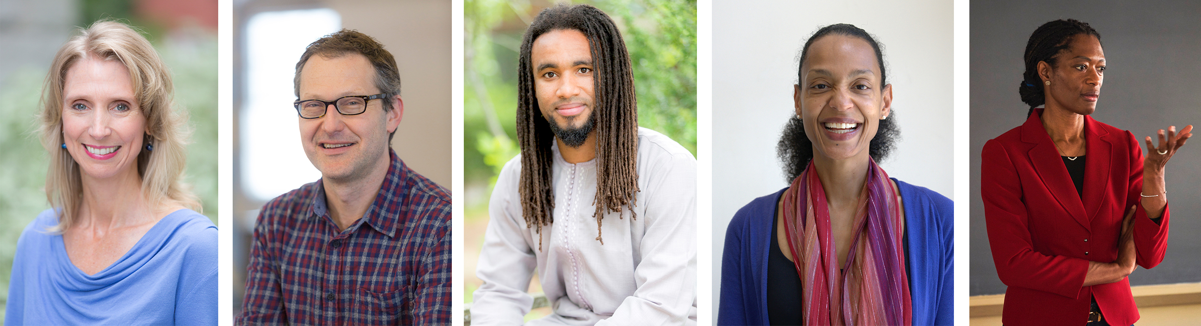 Faculty members Ericka Albaugh, David Gordon, Ayodeji Ogunnaike, Marceline Saibou, and Hanetha Vete-Congolo