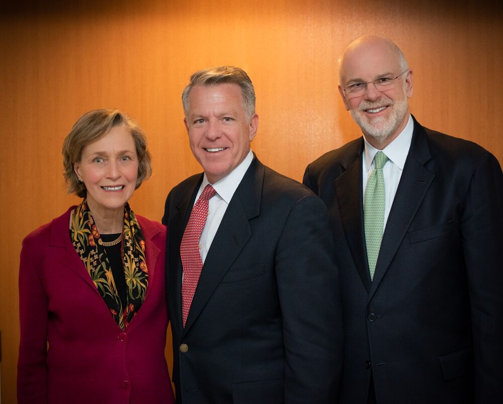 Michele G. Cyr '76, P'12, Robert F. White ’77, P’15, Clayton Rose, President