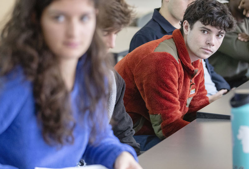 A student listens in a class