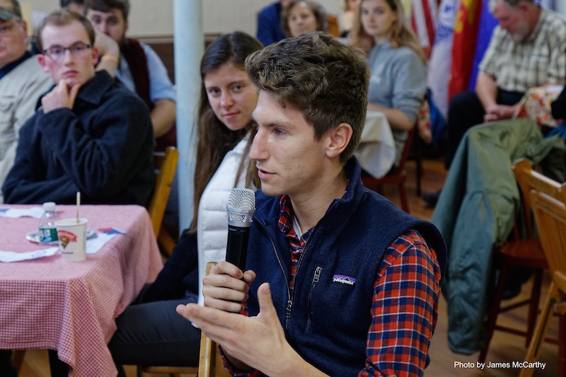 Leif Maynard ’23 takes the mic in Richmond