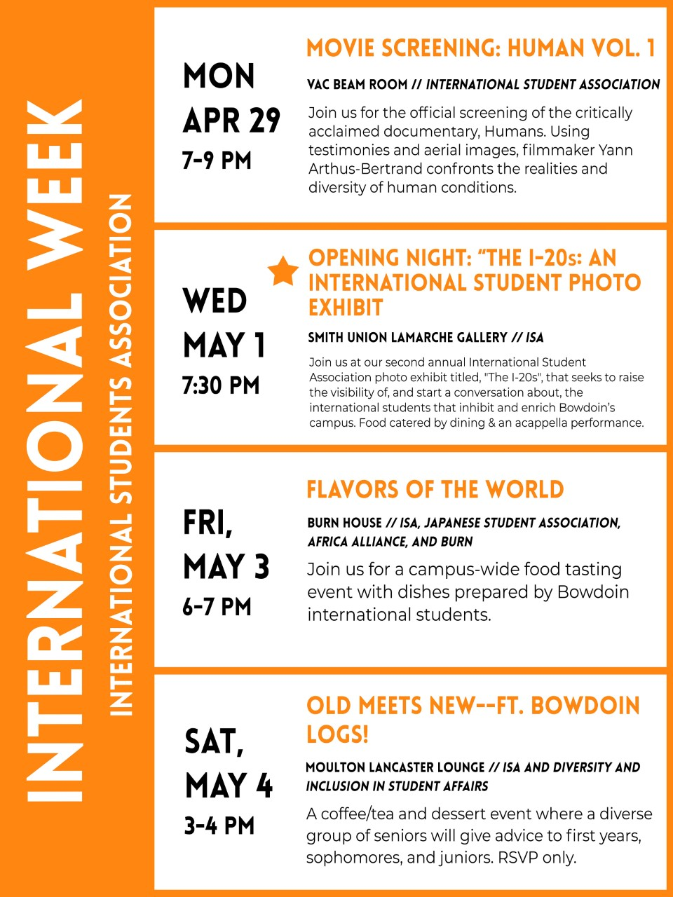 poster of ISA events