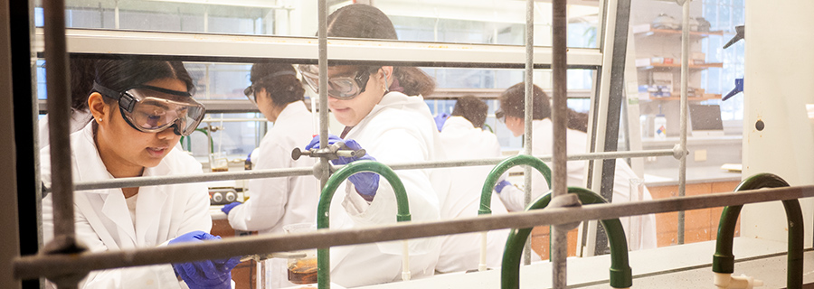 students in lab coats