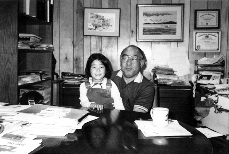 Denise and her father, Tomio, who was the CEO throughout her childhood.