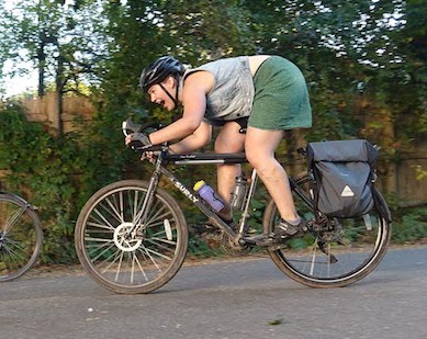 Ali Briere on a bike