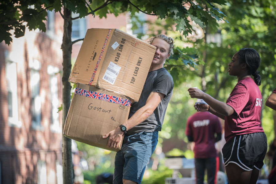 A scene from move-in day four years ago.