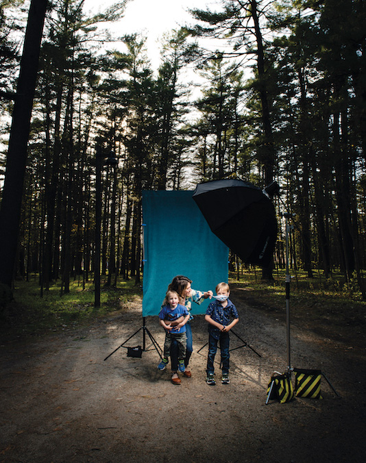 Audra Caler ’05, town manager of Camden, and her sons, Theo, five, and Asher, two. 