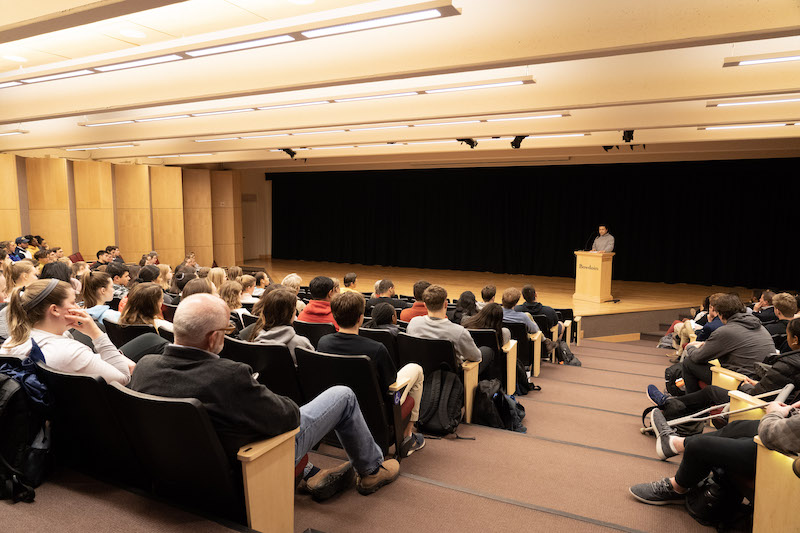 The audience listened to several stories of student-athletes.