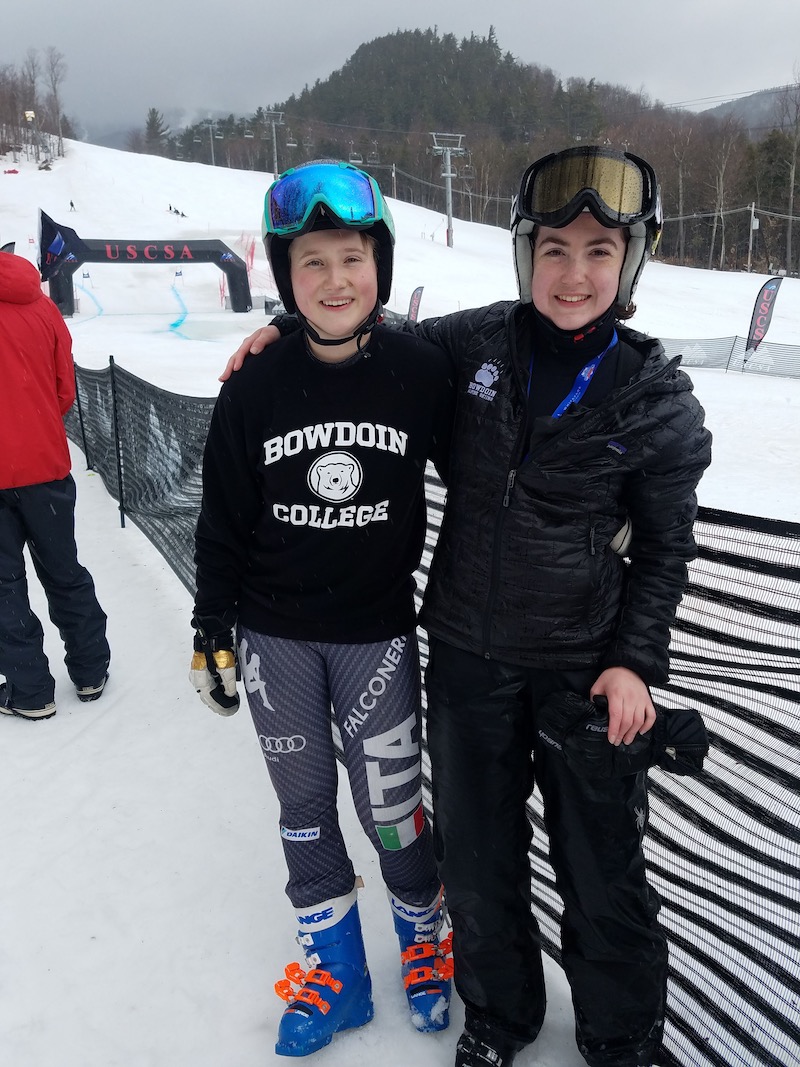 Elizabeth Scott with a friend on the slopes