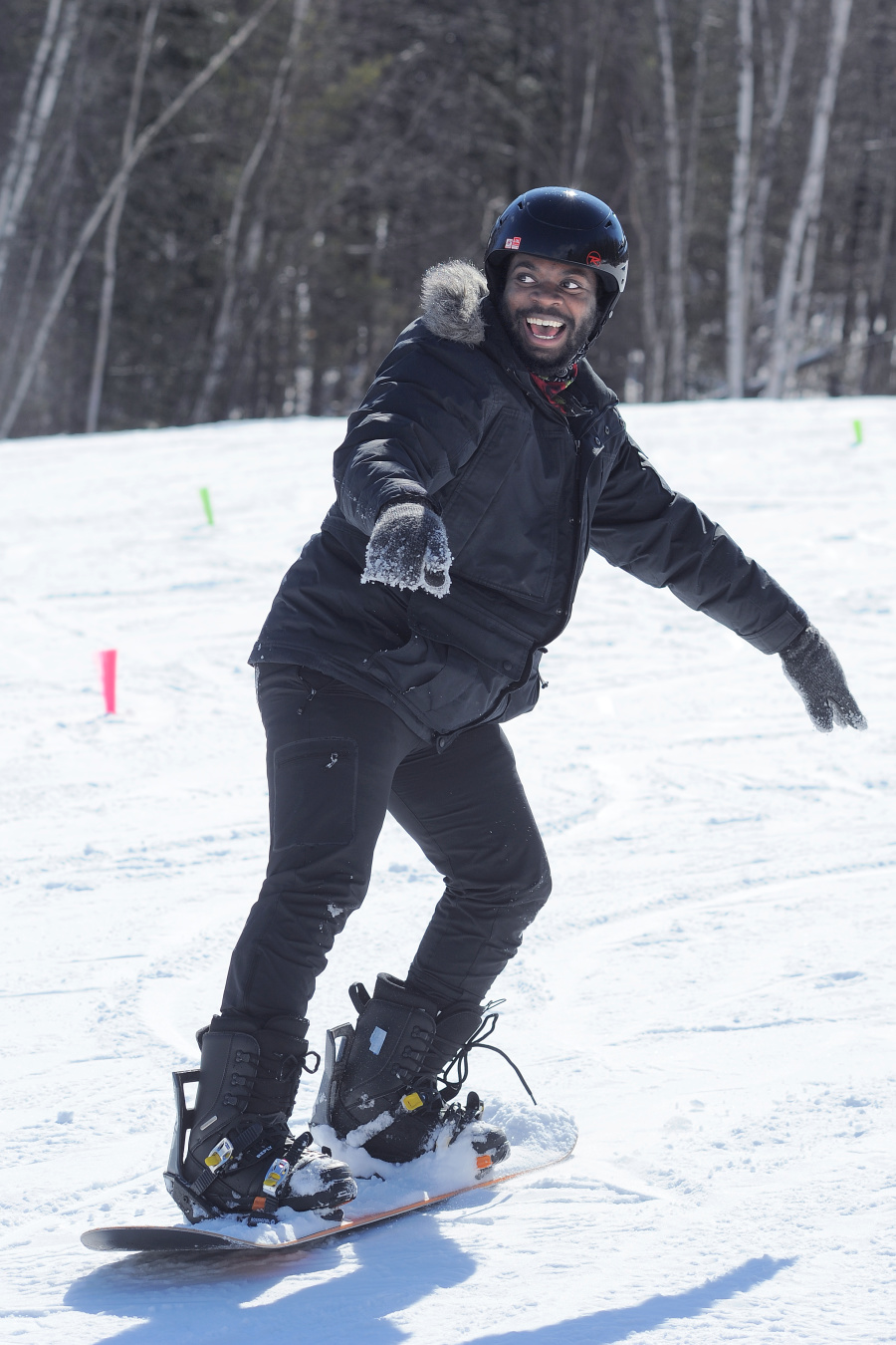 A snowboarder on the slopes