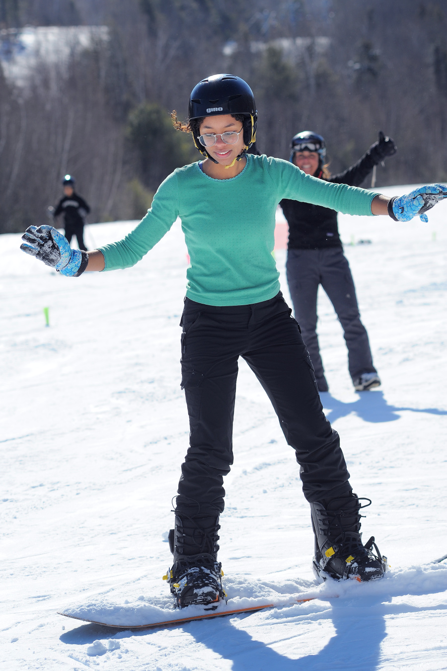 A snowboarder on the slopes
