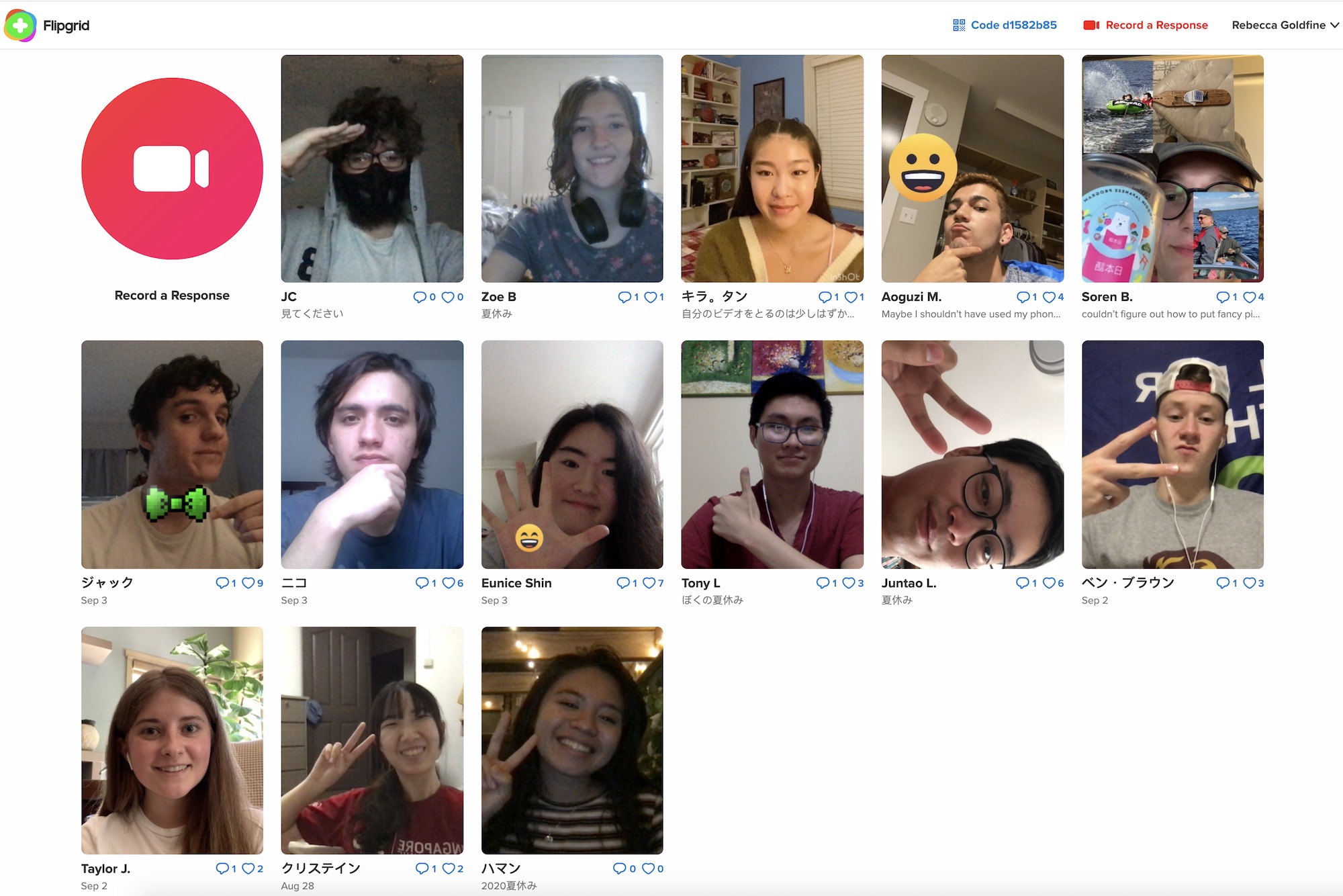 Flipgrid of students