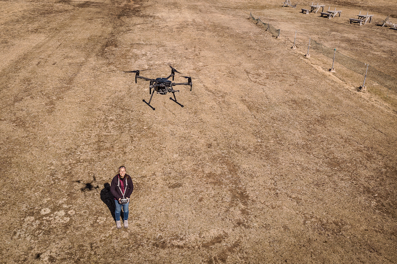Gina Lonati operating her drone