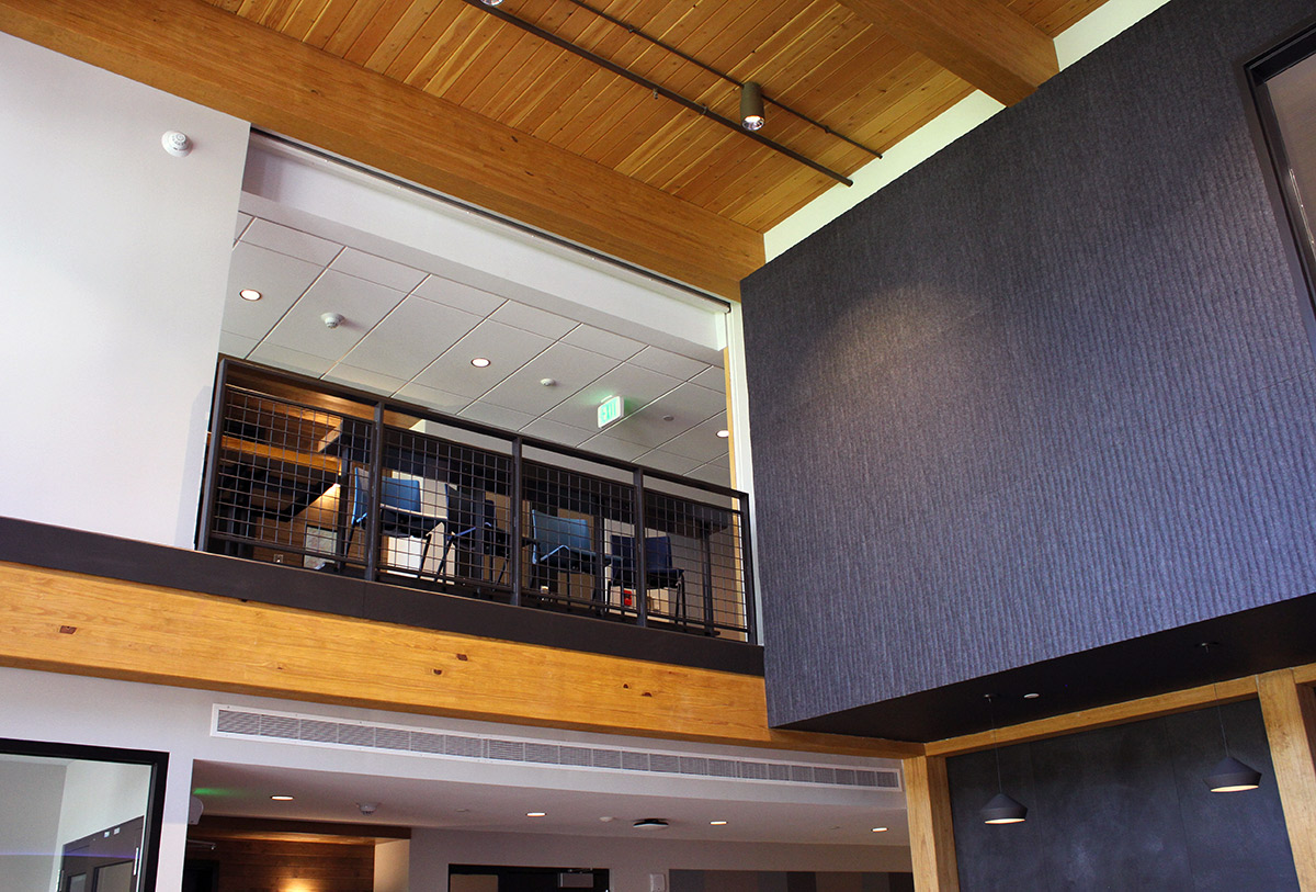 Interior balcony area with study space