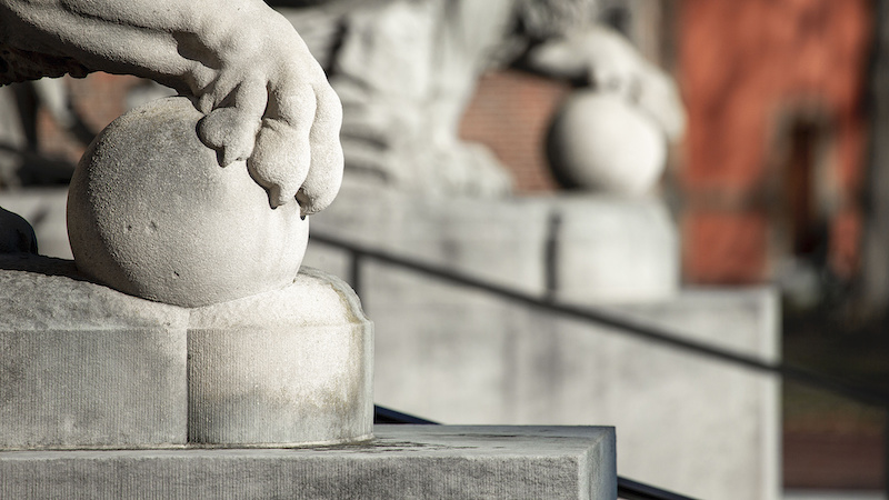 Museum statue: lion paw