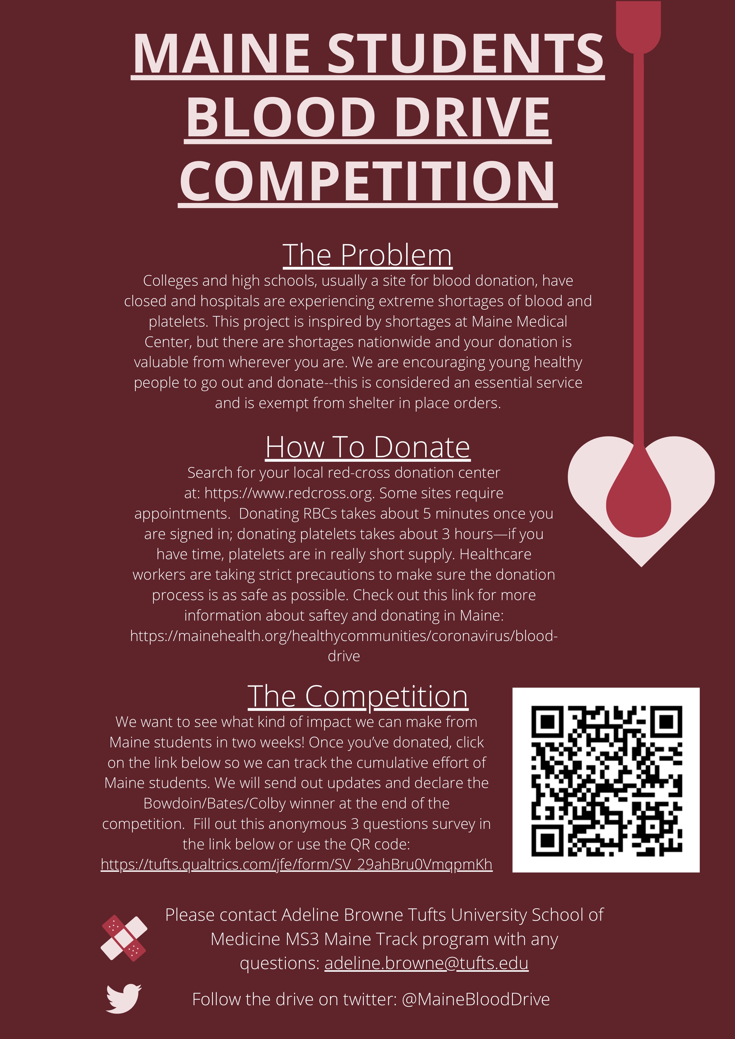 Poster for Maine Students Blood Donation Drive