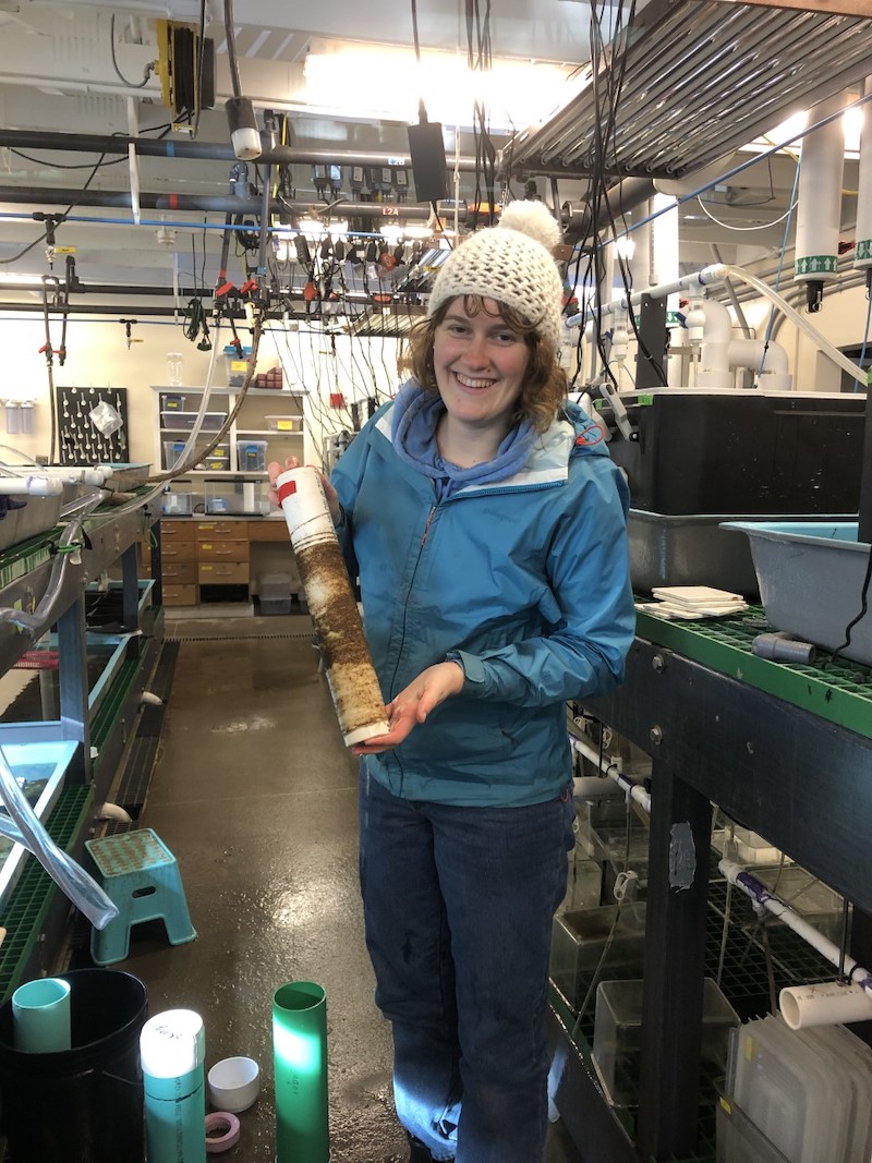 Marie Caspard with kelp seed