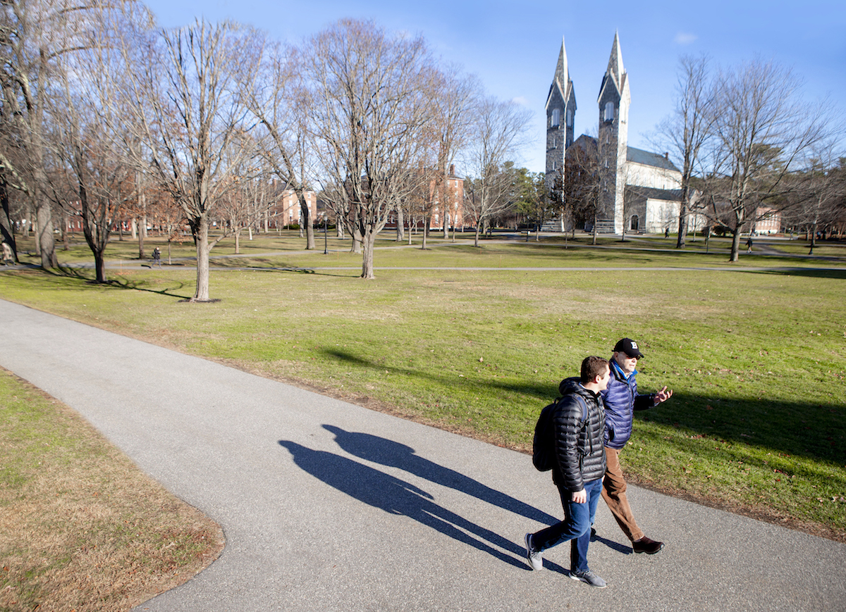 Students walking across the quad.