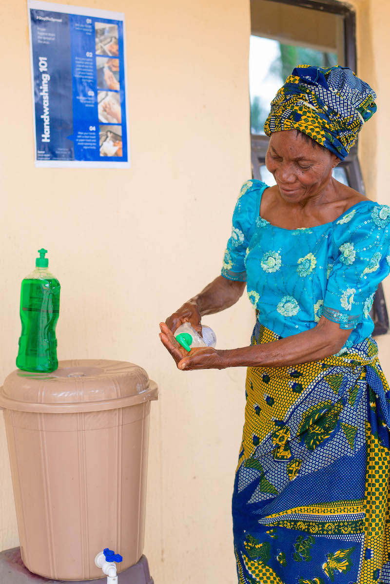 A hand washing station at the hospital