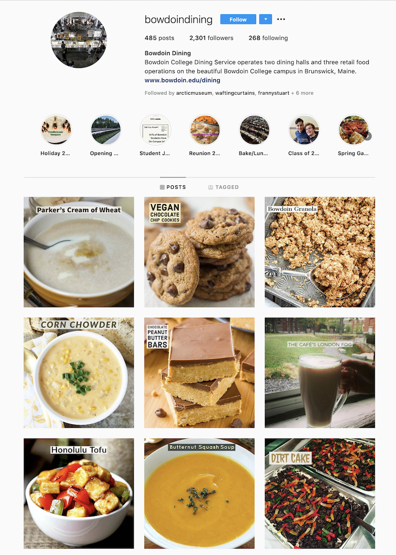 Bowdoin Dining's Instagram