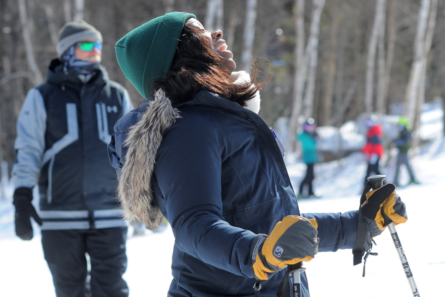 laughing on the slopes