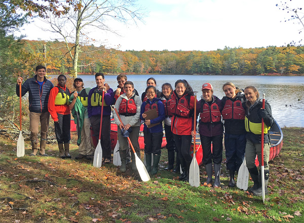 Mary Rogalski's Ecology lab at Sewell Pond in Arrowsic