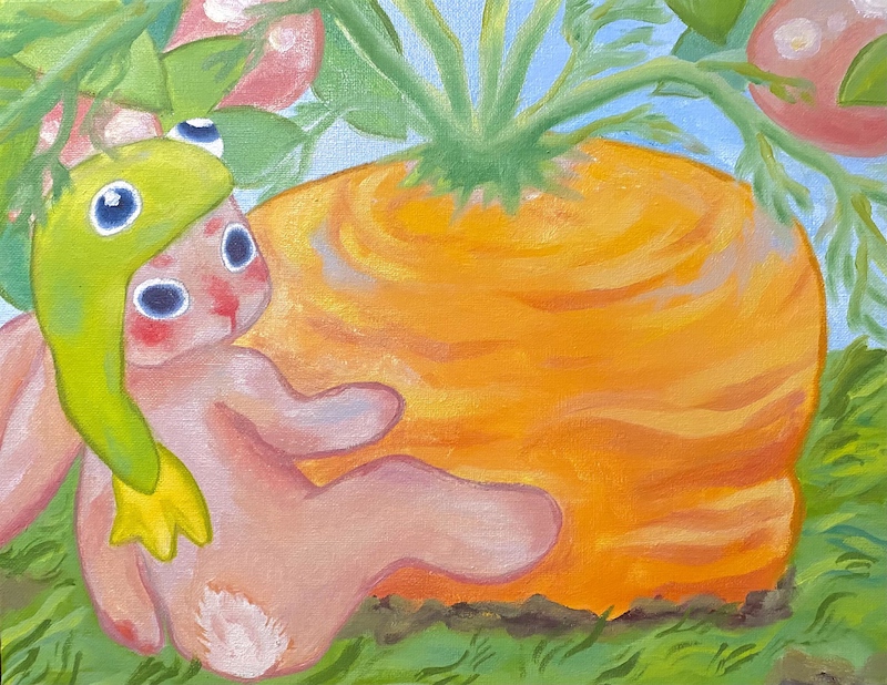 Carrot and Frog  Kyra Tan '23, Oil on Canvas