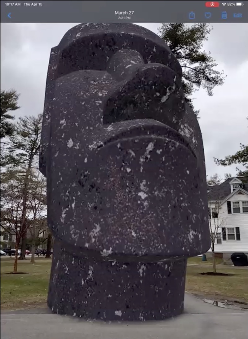 shot of Easter Island on campus