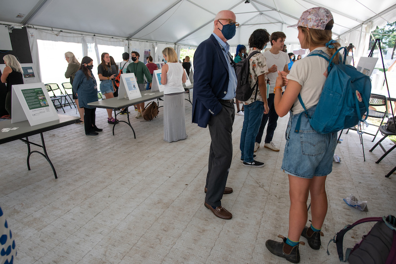 Chatting at the poster fair