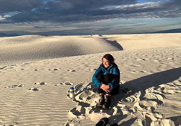 Luna Soley ’22 in White Sands, New Mexico, February 2021.