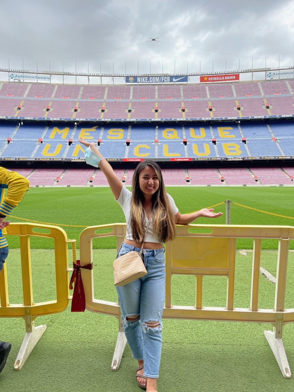 Gabriela in an empty stadium in Spain