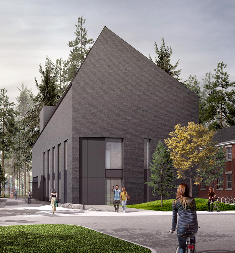 Exterior rendering of Bowdoin's new Gibbons Center for Arctic Studies