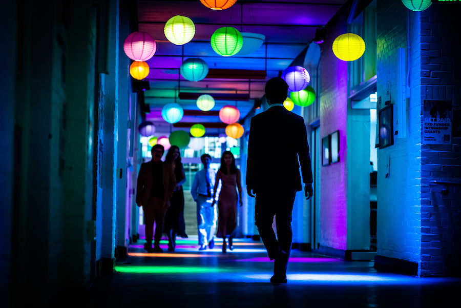 Walking under lanterns