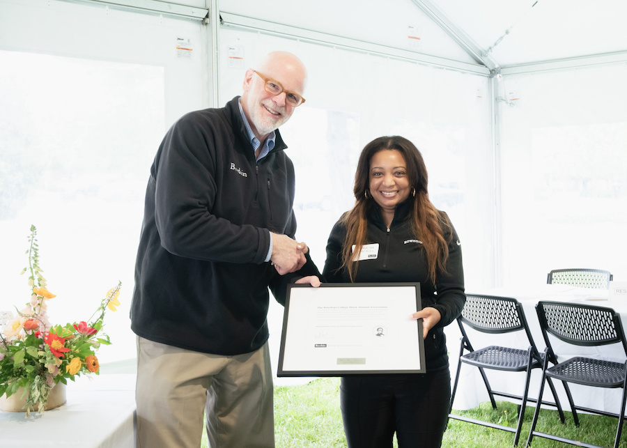 President Clayton Rose with Crystal Welch ’04