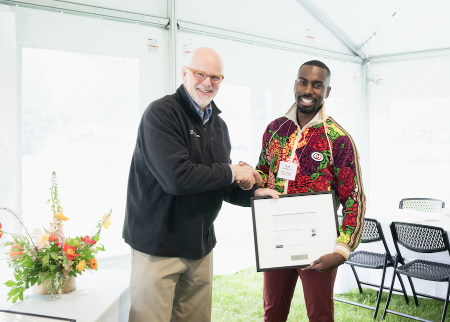 President Clayton Rose with DeRay Mckesson ’07