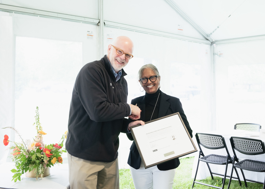 President Clayton Rose with Tawana Cook Purnell ’75